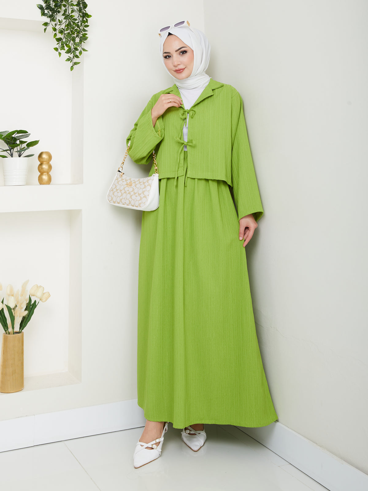 İki bağlamalı bürümcük kimono Etekli Takım