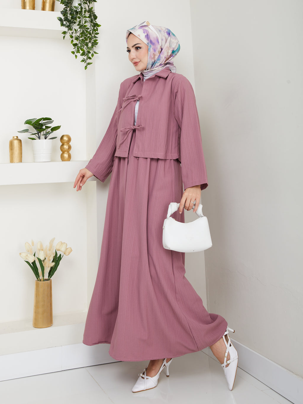 İki bağlamalı bürümcük kimono Etekli Takım